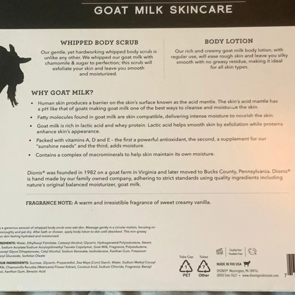 NWT Goat milk bath and body set (scrub and lotion)